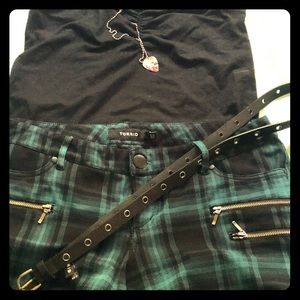 Torrid teal plaid skinny pant